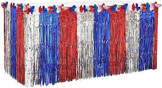 PMU Patriotic Stars and Stripes American Flag Table Skirt, 4th of July Decorations, Patriotic Party Tableware for Holidays, Decoration, Veterans, Election & Independence Day, (6/Pkg) Pkg/1