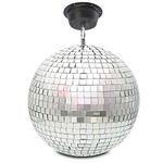 Fuzzix 30cm Mirror Ball with Motor Glitter Ball for Parties, Events, and Nightclubs - Reflective Disco Ball for Stunning Light Effects | Lightweight Glass Hanging 12"