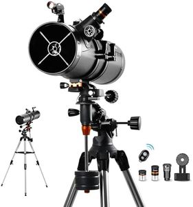 AOMEKIE Astronomy Telescope for Adults 130mm Large Aperture High Powered 130X with EQ5 Mount 2 Plossl Eyepieces Bluetooth Controller Phone Adapter Red Dot Finderscope for Moon Watching Stargazing