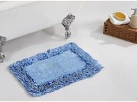 Better Trends 100% Cotton Bath Rug in Shaggy Border Collection - Ultra Soft, Plush, Absorbent, Tufted Bath Mat Rug for Bathroom Floor, Shower & Sink Bath Mat Rug - 17" x 24", Blue