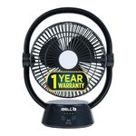IBELL Portable Table Fan Rechargeable For Home, Mini Size, High Speed, With 2 LED Light Settings, 3 Speed Modes, USB Charging, High Speed (Black)