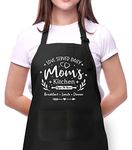 Moanlor Art Apron for Mom-Mom Gifts-Adjustable Kitchen Cooking Apron with 2 Pockets Birthday Mother's Day Apron Gifts for Mom Grandma, Black, 27.5 W x 31.5 L