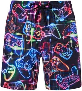 uideazone Swim Trunks for Men Neon Console Gaming Swimming Trunk Bathing Suits with Drawstring for Beach Vacation M