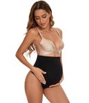 KUNINDOME Seamless Maternity Thongs for Women, No Show Maternity Shapewear Over the Belly, Pregnancy Belly Support Panties, B. Black, Medium
