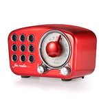 Retro Bluetooth Speaker, Vintage Radio-Greadio FM Radio with Old Fashioned Classic Style, Strong Bass Enhancement, Loud Volume, Bluetooth 5.0 Wireless Connection, TF Card and MP3 Player (RED)