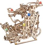 UGEARS Marble Run Tiered Hoist - Wooden Marble Run Kit with 10 Colored Marbles - Amusement Park Wood Marble Track 3D Puzzles for Adults - Wood Model Kit Marble Maze Race Track 3D Puzzles Model Kits