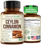 Organic Ceylon Cinnamon Supplement for Healthy Blood Sugar Levels, Joint Support, Brain Function and Cardiovascular & Digestive Systems. Effective Anti Inflammatory & Antioxidant True Cinnamon