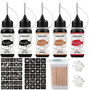 Temporary Tattoos Kit, Yomagine Semi Permanent Tattoo Ink, DIY Fake Freckles Temporary Tattoos for Women Men Teen, Summer Trend Freehand Ink with 78 Pcs Tattoo Stencils, Jagua Gel - Full Kit 5 Bottles
