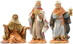 Fontanini by Roman Inc., 3 Piece King Set, 5" Three Kings Collection, Nativity Figure and Accessories, Hand Sculpted and Painted