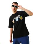 Bewakoof X Official Tom & Jerry Merchandise Men's Friends & Feelings T&J Graphic Printed 100% Cotton T-Shirt - Oversized Fit, Round Neck, Half Sleeves