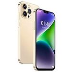 i15Pro Max 4G Dual SIM Smartphone, 2GB RAM Mobile Phones, 16GB ROM/SD 128GB, 4300mAh Battery, 6.6 inch Display, Android 10, Dual 8MP Camera, Face ID, GPS, FM, Bluetooth (i15Pro Max-Golden)