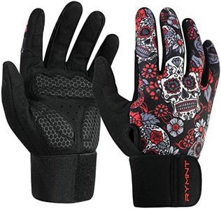 Full Fingers Workout Gloves for Men,Padded Weight Lifting Gloves with Wrist Wrap Support for Gym Crossfit Weightlifting Exercise, Bodybuilding & Strength Training.Skull-Small