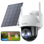 Codnida 2K Solar Security Camera Outdoor Wireless, 360° PTZ WiFi Camera for House Security, CCTV Camera Battery Powered, Motion Detection, Color Night Vision, 2-Way Talk, Sound and Light Alarm, Q02