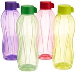 Tupperware Plastic Water Bottle, Set Of 4, Multicolor, 1 liter