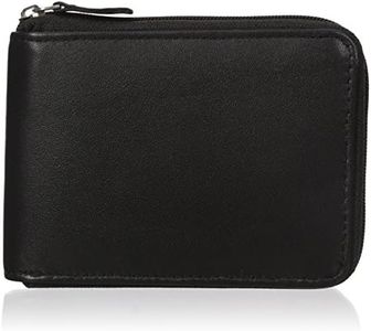 Buxton Men's Emblem Zip-Around Billfold Wallet, Black, One Size