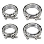 Bohaner 2 X 2.5" Inch Exhaust Clamp Kit Universal Turbo Exhaust Clamp 63mm Stainless Steel V-Band Clamp & Flat Flanges Kit for Turbos Blow-Off Valves Exhausts Pipes