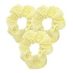 Topkids Accessories Gingham Hair Scrunchies Gingham School Scrunchie Set Girls Hair Bands School Uniform School Hair Accessories Scrunchie For Girls, Women, Ladies - Pack of 3 (Yellow)