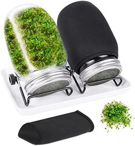 Seed Sprouting Jar Kit with 2 Wide Mouth Mason Jars Bean Sprouts Growing Kit Microgreens Growing Jar with Mesh Screen Lids Sprouter Sprouts Maker for Growing Broccoli, Alfalfa, Mung Bean