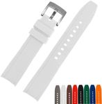 Strapseeker Dexter Top Grade Silicone Curved Lug End Watch Strap - Watch Bands For Men & Women - Waterproof Rubber Bracelet for Sports & Dive Watches - Replacement for Rolex, Omega & Seiko Watches Black, Blue, Orange, Green (24mm, White)