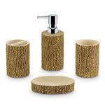 Freelance Soho Polyresin Bathroom Set - Dispenser, Toothbrush Holder, Tumbler & Soap Dish - 4 Pieces