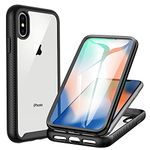 CENHUFO Compatible with iPhone X/XS Case, with Built-in Screen Protector Military Grade Protection Shockproof Clear Cover 360° Full Body Protective Case for iPhone X/XS 5.8 inch -Black