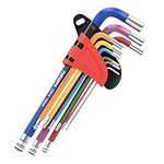 YUFANYA 9 PCS Allen Key Set,Metric Hex Key Set Long Arm Ball End Multicolour Coding,Sizes 1.5-10mm,Allen Wrench Universal Set for Furniture Assembly,Bike,Motorcycle Maintenance,Household DIY