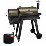 2024 Z GRILLS Wood Pellet Grill Smoker, 8 in 1 Portable BBQ Grill with Automatic Temperature Control, Foldable Front Shelf, Rain Cover, 459 sq in Cooking Area for Patio, Backyard