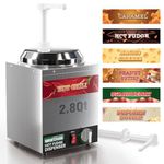 WantJoin Nacho Cheese Dispenser with Pump,2.8Qt Nacho Cheese Warmer,Stainless Steel Hot Fudge Warmer W/5-Level Temperature Adjustment,Commercial Hot Fudge Dispenser for Hot Fudge Cheese Caramel