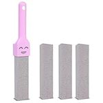 Toilet Pumice Cleaning Stone with Handle, Toilet Bowl Ring Cleaner and Descaler Pumice Stone Stick Brush, 1 Purple Cleaning Handle & 3 Cleaning Stone Refills for Kitchen Bath Pool Household Cleaning