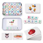 Coogam Wooden Magnetic Letters and Numbers Toys, Fridge Magnets ABC Alphabet Word Flash Cards Spelling Counting Game Learning Uppercase Lowercase Math for 3 4 5 Year Old Preschool Toddler Kid Boy Girl