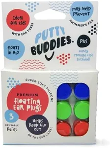 PUTTY BUDDIES Floating Earplugs 3-Pair Pack – Soft Silicone Ear Plugs for Swimming & Bathing – Invented by Physician – Keep Water Out – Premium Swimming Earplugs – Doctor Recommended (Blue/Red/Green)