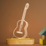 Guitar 3D Illusion Optical Night Light LED Bedside Table Lamp for Kids Men Him Musician Lover Holiday Gifts,Warm White Color