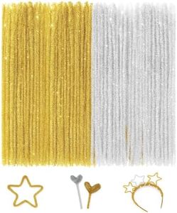 FirstKitchen Glitter Pipe Cleaners - 200pcs Silver and Gold Pipe Cleaner Christmas 0.23"X12" Sparkle Chenilles Stems Metallic Christmas Craft Pipe Cleaner for DIY Arts Crafts and Cleaning