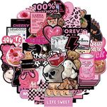 Cool But Cute Y2K Stickers (55 Pieces) - Kawaii, Black & Pink Themed, Waterproof | Stickers for Kids, Girls, Teens, Laptop, Water Bottle, Bikes, Motorcycle Skateboards,Luggage, Phone Case