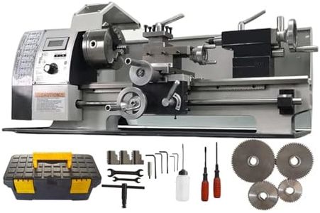 INTBUYING Metal Lathe 8''x16'' Benchtop Mini Lathe Machine Precision Hobby DIY Lathe Industrial Metal Wood Working Table Lathe 900W Brushless 50-2500RPM MT5 Spindle Taper Metric Thread WM210V 110V