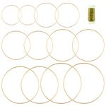 12 Pack Metal Rings for Crafts 4/6/8/10/12/14 in Macrame Rings Dream Catcher Supplies Floral Hoop Circle Centerpieces for Wedding table Metal Circle Hoops for Crafts DIY Wreath Candle Rings, Gold