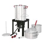 CreoleFeast TFS3010 Propane 30 Qt. Turkey and 10 Qt. Fish Fryer Boiler Steamer Set, 50000 BTU Burner, Ideal for Outdoor Cooking