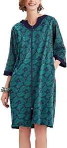 Ekouaer Womens Robe Lightweight Loungewear Zip-Front House Coat with Two Side Pockets Medium