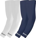 Sports Unlimited Gameday Drip Arm Sleeves, 2 Pairs Home & Away for Football Basketball Baseball Volleyball - Youth & Adult, Navy/White Solid, L/XL - Adult