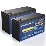 GOLDENMATE 12V 7Ah Lithium LiFePO4 Battery (2 Pack), 5000+ Cycles Lithium Iron Phosphate Rechargeable Battery, Built-in 15A BMS, Perfect for Fish Finder, Small Solar, Camping, Lighting, Power Wheels