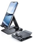 Lamicall Aluminum Phone Stand, Adjustable Phone Holder - Foldable Metal Stand Mount Cradle Dock for Desk, for iPhone 16/15/14/13/12/11 Pro Mini Pro Max, Xs Max XR X 8, Samsung S23, Smartphones - Black