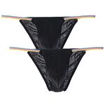 WINDAY Men Briefs Low Rise Ice Silk Triangle Bikini Briefs and Underwear B622, 2-pack Black, Medium