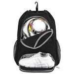 Drawstring Backpack Soccer Basketball Backpack with Shoe & Ball Compartment and Wet Pocket String Gym Bag Sackpack for Men Women, Black