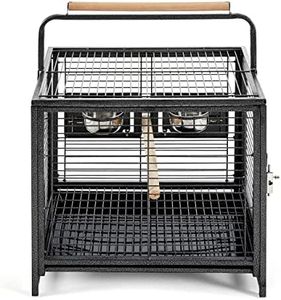 Yaheetech Cage à Oiseaux avec Jouets Poignée Cage pour Petit Oiseau Noir 48,5 x 47,5 x 39cm