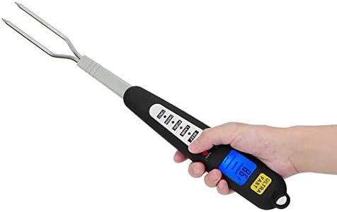Digital Meat Thermometer Fork, Read Meat BBQ Fork Thermometer with Dual Probe LED Display and Stainless Steel Probes for Steak Chicken Hot Grilled Food,Grilling and Barbecue, BBQ