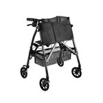 Stander EZ Fold-N-Go Rollator Micro, Lightweight Rolling Walker for Short Seniors with Seat & Brakes, Black Walnut (Eligible for VAT Relief in The UK)