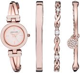 Anne Klein Women's Bangle Watch and Premium Crystal Accented Bracelet Set, AK/3284LPST