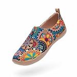 UIN Women's Blossom Painted Fashion Sneaker Canvas Slip-On Travel Shoes (5.5)