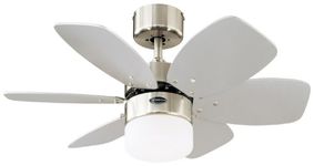 Westinghouse Lighting 78788 Flora Royale One-Light 76 cm Six-Blade Indoor Ceiling Fan, Satin Chrome Finish with Opal Frosted Glass