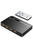 Ugreen HDMI Switcher 5x1 with IR Remote Wireless Support 1080P 3D for Laptop HD-DVD PS3 Xbox360 etc 3x1 Black